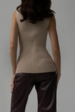 IFOMT 2024 New Woman Style sweater Cardigans Turtleneck Sleeveless Ribbed Knit Sweater