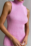 IFOMT 2024 New Woman Style sweater Cardigans Turtleneck Sleeveless Ribbed Knit Sweater