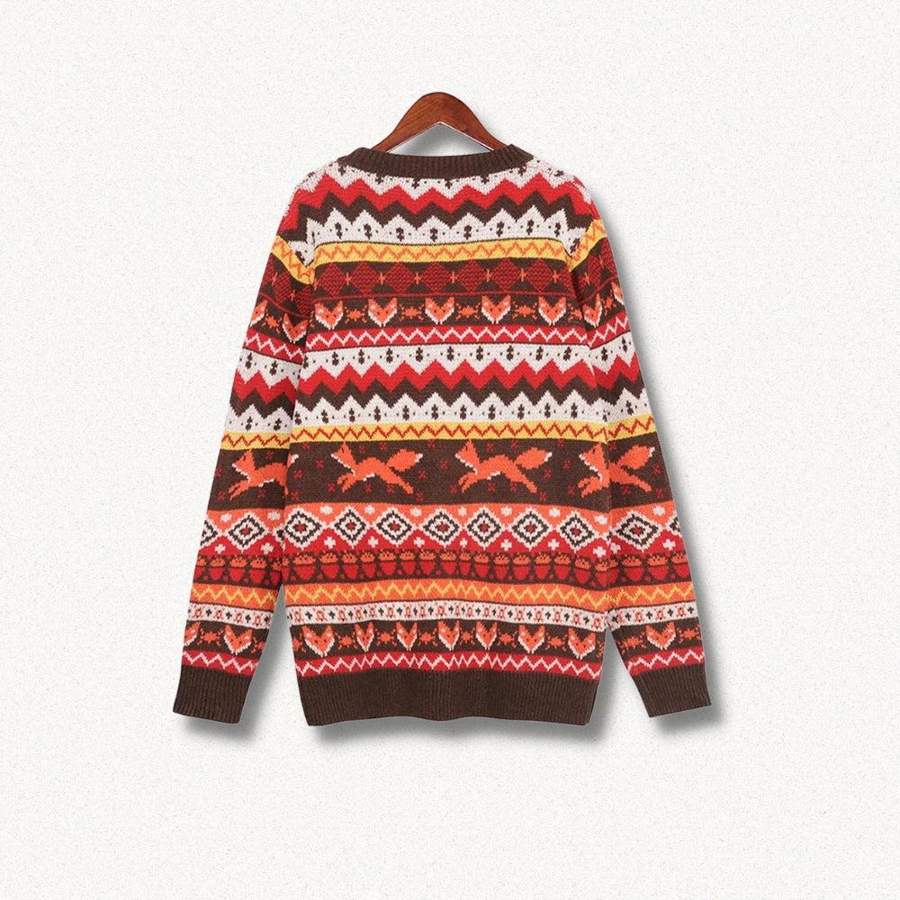 Ifomt Vintage Fox Embroidered Christmas Sweater
