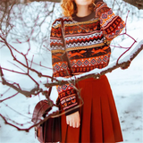 Ifomt Vintage Fox Embroidered Christmas Sweater