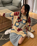 Ifomt Vintage Heart Pattern Sweater