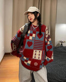 Ifomt Vintage Heart Pattern Sweater