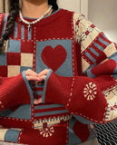 Ifomt Vintage Heart Pattern Sweater