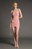 Ifomt - Pink Strapless Cut Out Bodycon Mini Dress
