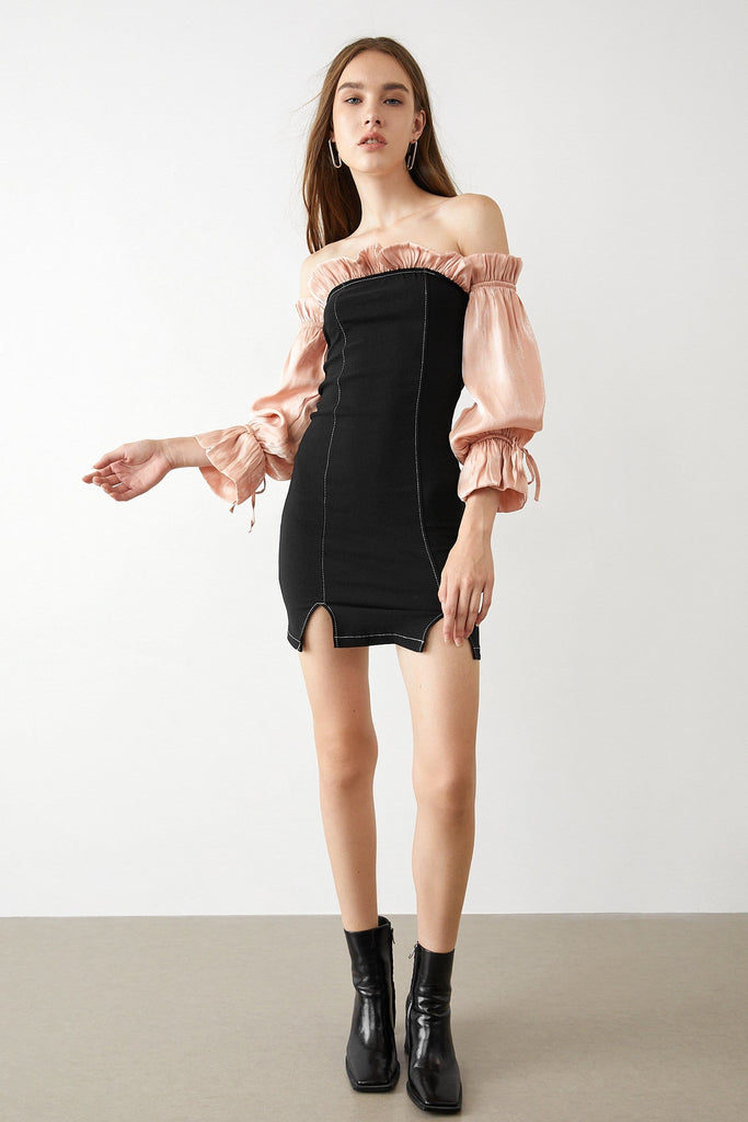 Ifomt - Zinnia Black Off-Shoulder Mini Dress