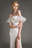Ifomt - White Off-the-Shoulder Ruffled Mermaid Maxi Dress