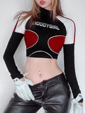IFOMT 2024 Fashion Woman tops y2k style Retro Stand Collar Patchwork Crop Top