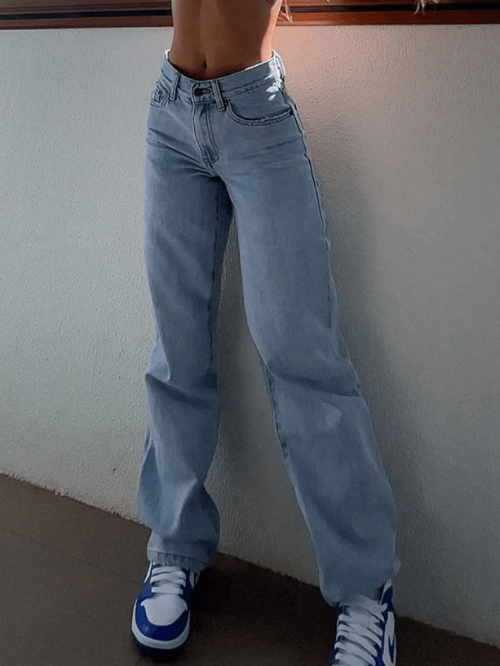 Ifomat Back Distressed Baggy Ripped Jeans