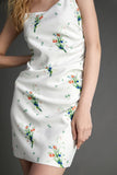 Ifomt - White Floral Print Square Neck Mini Dress