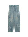 Ifomat Blue Wash Star Patched Boyfriend Jeans