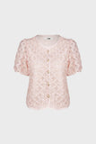 Ifomt Pink Textured Floral Button Front Blouse