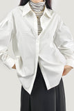 Ifomt White Button-Up Lantern Sleeve Shirt