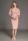 Ifomt - Pink Flutter Sleeve Ruched Bodycon Midi Dress