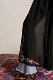 Ifomt - Black Embroidered Plunge Neck Smocked Waist Boho Maxi Dress