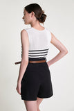Ifomt White Striped Knitted Tank Top