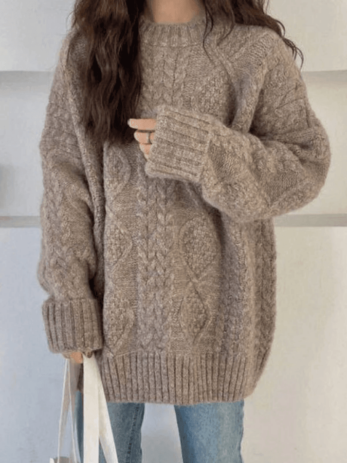 Ifomat Cable Knit Jumper Sweater