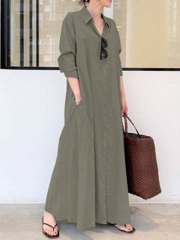 IFOMT 2024 New Fashion Elegant Original Solid Color Lapel Shirt Dress