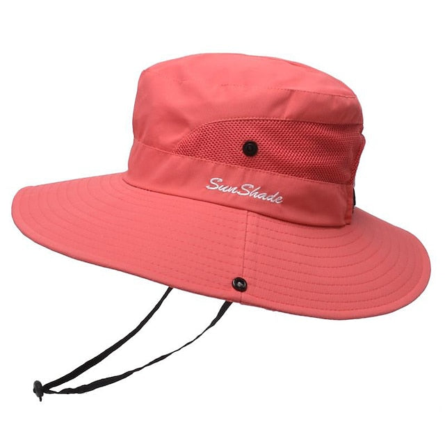 Men's Women's Sun Hat Bucket Hat Fishing Hat Summer Outdoor Waterproof Portable UV Sun Protection UPF50+ Hat Polyester Watermelon Red Beige gray Gray Patch for Hunting Fishing Climbing