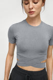 Ifomt Heather Grey Cross Front Performance Crop
