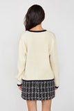Ifomt Leigha Beige Contrast knitted Cardigan