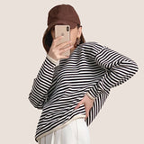 Ifomt Black Striped Oversized Cotton Sweatshirt