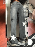 Ifomat Dark Wash Star Patch Boyfriend Jeans