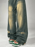 Ifomat Distressed Denim Contrast Jeans