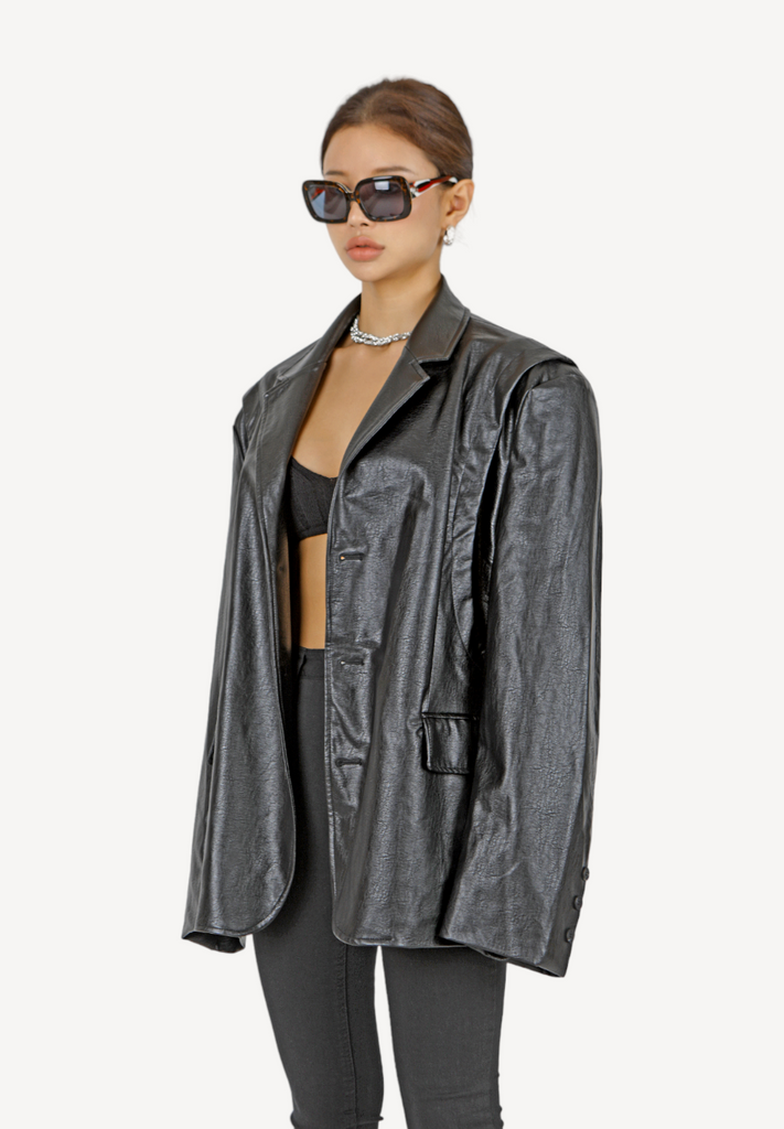 Ifomat Nadia Leather Blazer Jacket