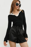 Ifomt Contrast Collar Black Sweater