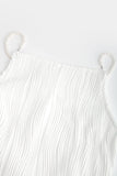 Ifomt - White Faux Pearl Strap Pleated Midi Dress