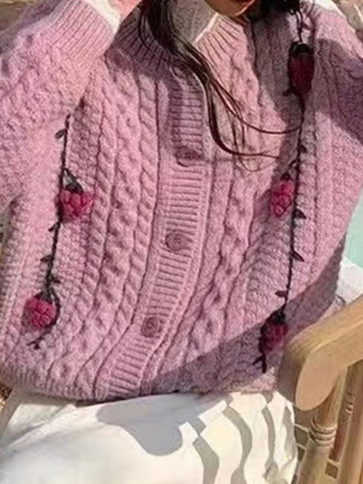 Ifomat Grape Crochet Knitting Decor Cardigan