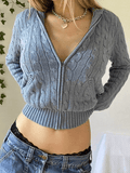 Ifomat Hooded Cable Knit Cardigan