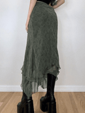 Ifomat Irregular Floral Pattern Midi Skirt