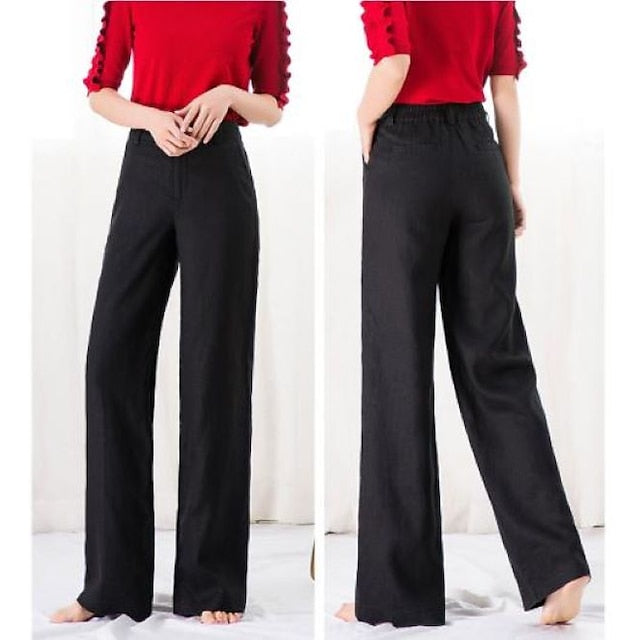 IFOMT linen wide-leg pants summer thin casual pants women‘s loose  thin cotton  linen women‘s drape high waist straight long pants