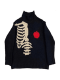 Ifomat Men's Skeleton Jacquard Turtleneck Sweater