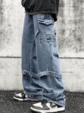 Ifomat Men's Strap Detail Vintage Cargo Jeans