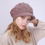 Warm Knitting Beret Hat Winter Women Solid Cap Outdoor Windproof Ear Protection Skiing Hiking Girls Caps