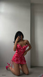 IFOMT 2024 New Fashion Dress Woman Style  Shirred Mini Dress BF23S25021 Pink
