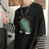 IFOMT Harajuku Sweatshirt Women Patchwork Unisex Pullovers Japanese Anime Print Comics Jumpers Fake 2 Pieces Woman Streetwear