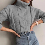 2022 NEW Autumn Winter Short Sweater Women Knitted Turtleneck Pullovers Casual Soft Jumper Fashion Long Sleeve Pull Femme