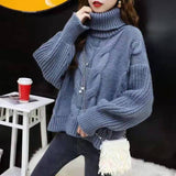 2022 NEW Autumn Winter Short Sweater Women Knitted Turtleneck Pullovers Casual Soft Jumper Fashion Long Sleeve Pull Femme