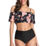 2022 Women Ruched High Waist Bikini 2022 Plus Size Swimwear Summer Swimsuit Flamingos Beach Bathing Suit Ruffle Bikini Mujer