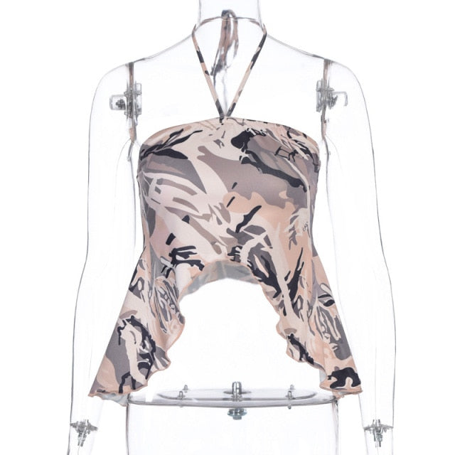 Ifomt  Irregular Crop Tops Black Summer Women Fashion 2023 Streetwear Club Halter Neck Camis Top Off Shoulder Vest