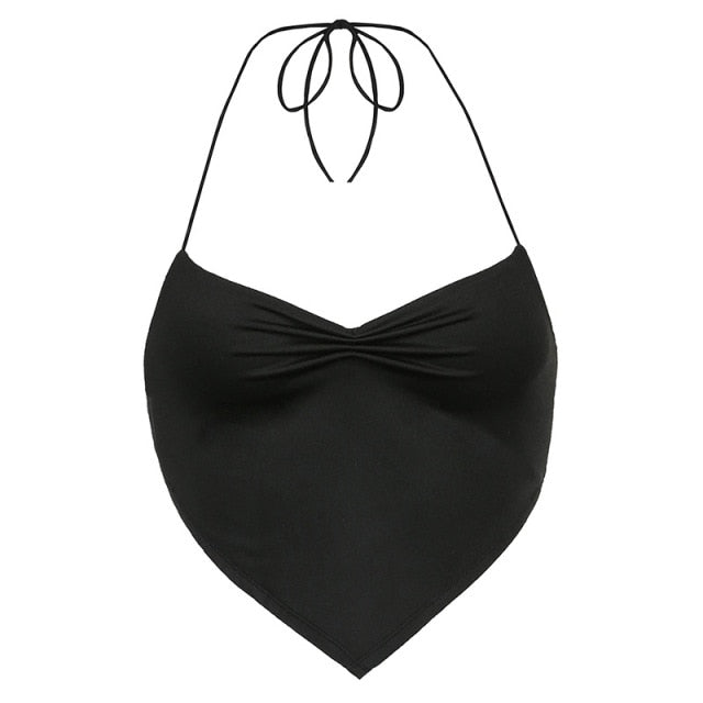 Ifomt  Irregular Crop Tops Black Summer Women Fashion 2023 Streetwear Club Halter Neck Camis Top Off Shoulder Vest