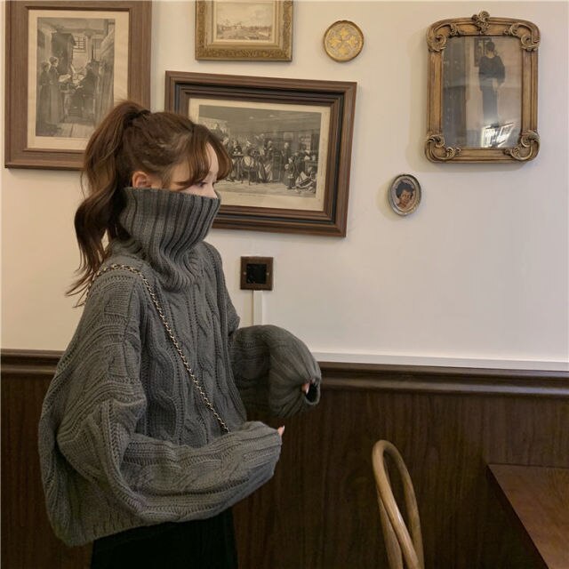 Ifomt Woman Sweaters Turtleneck Sweater Women 2023 New Autumn Winter Retro Pullovers Sweaters Top Femme Chandails Pull Hiver