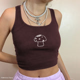 2023 New Women Crop Tops Y2K Aesthetic   Cute Summer Halter Brown Camis Fashion Casual Female Sleeveless 90s Corset Top