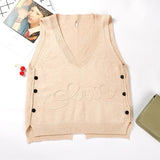 Woman Sleeveless Knitted Sweater Vest Waistcoat Side Buttons Casual Vest Female Pullover 2023 Fashion Autumn Solid Lady Top Girl