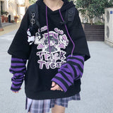 Oversized Girl Kawaii Hoodies Women Tracksuit Black Hoodie with Anime Long Sleeve Korean Style Sweatshirt oversized Gothic Kpop