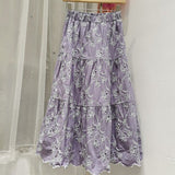 Bohemian Floral Embroidered Skirts Women Hollow Cotton Elastic Waist A-Line Midi Skirt Boho 2022 Autumn femme faldas