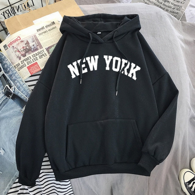 Ifomt Oversized Hoodies Women&#39;s Sweatshirts NEW YORK Printing Hooded Female 2022 Thicken Warm Hoodies Lady Autumn Pullovers Tops